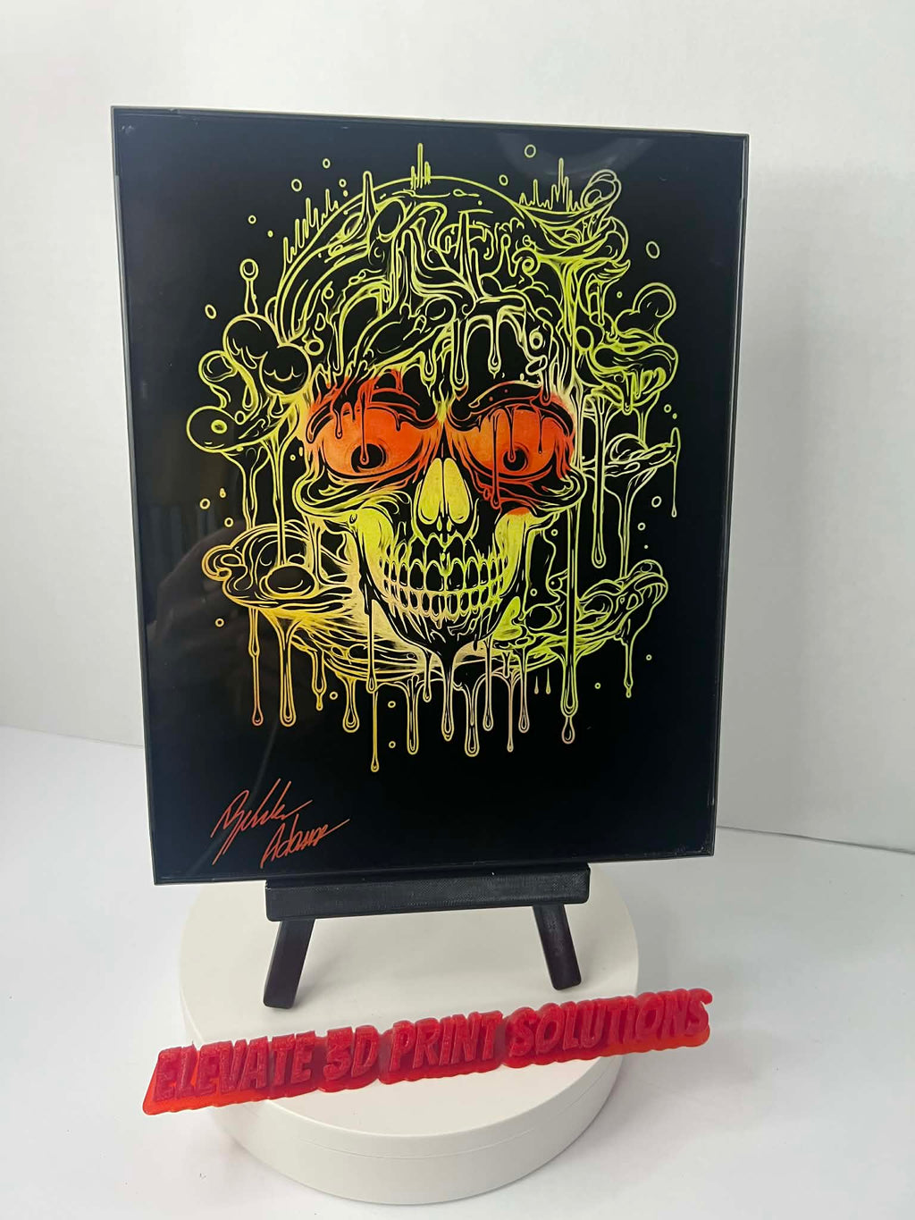 Melting Skull Laser Engraved Piece