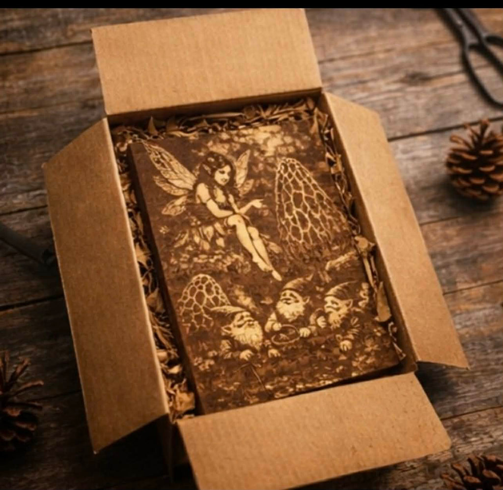 Enchanted Fairy, Morel Mushroom, & Gnome Wood Engraving
